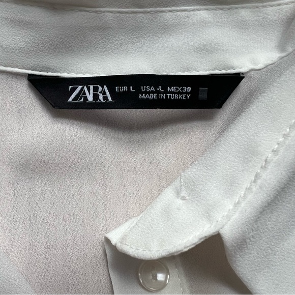 Zara white chiffon blouse with pink tweed textured detail - Picture 8 of 9